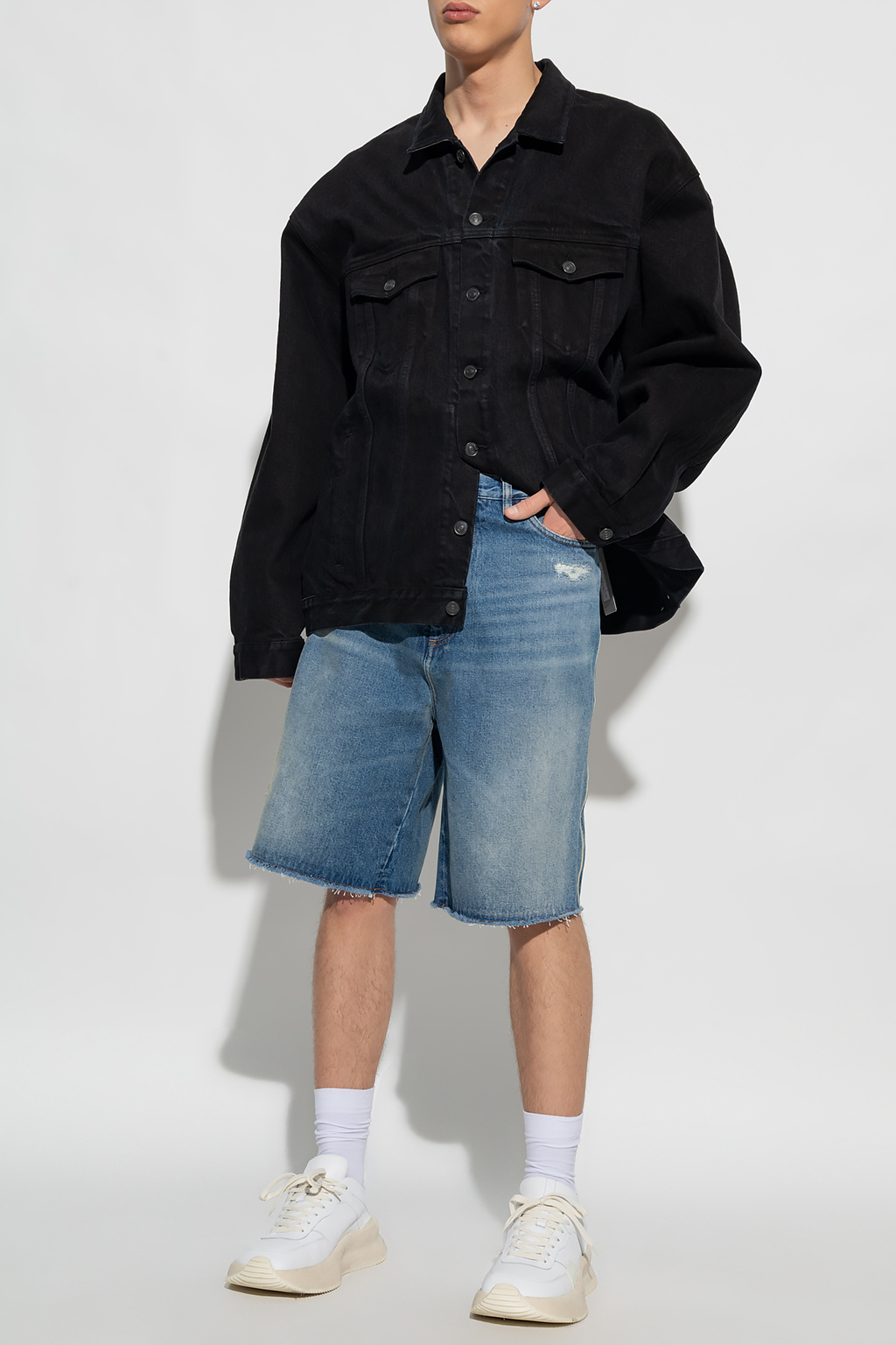 SchaferandweinerShops Japan - Blue Distressed denim shorts